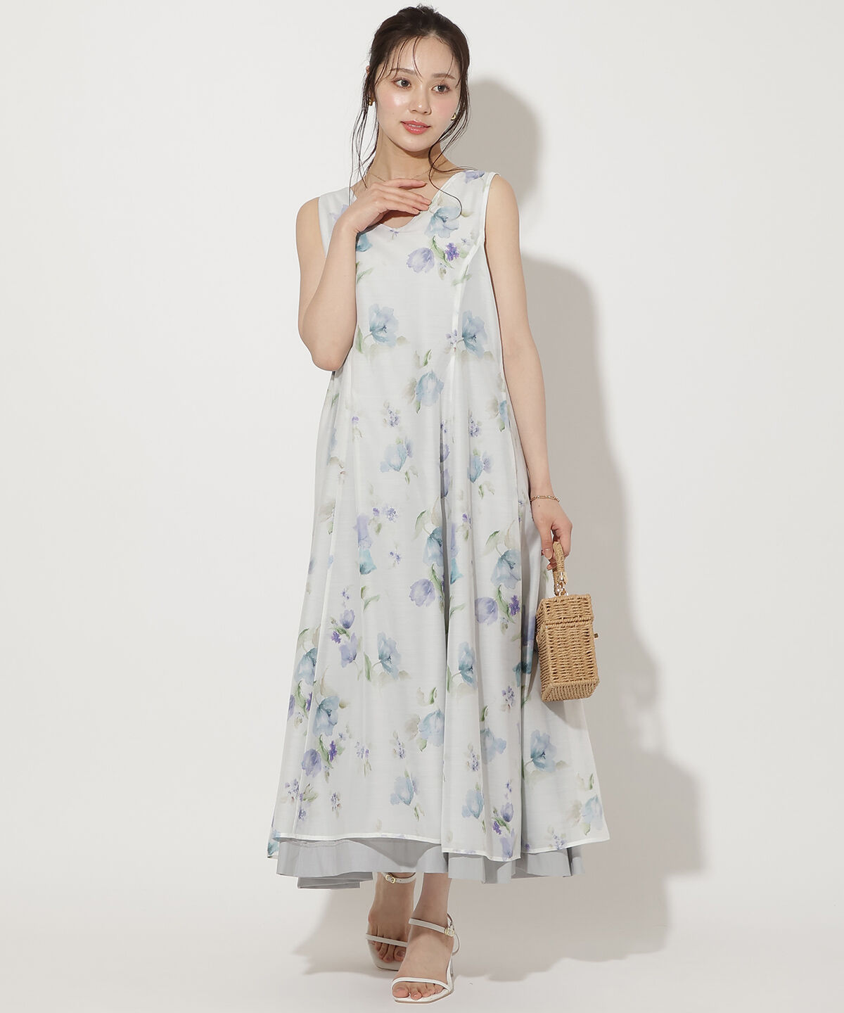WILLSELECTION「ウォーターフラワープリントリバーシブルワンピース」|ワンピース|