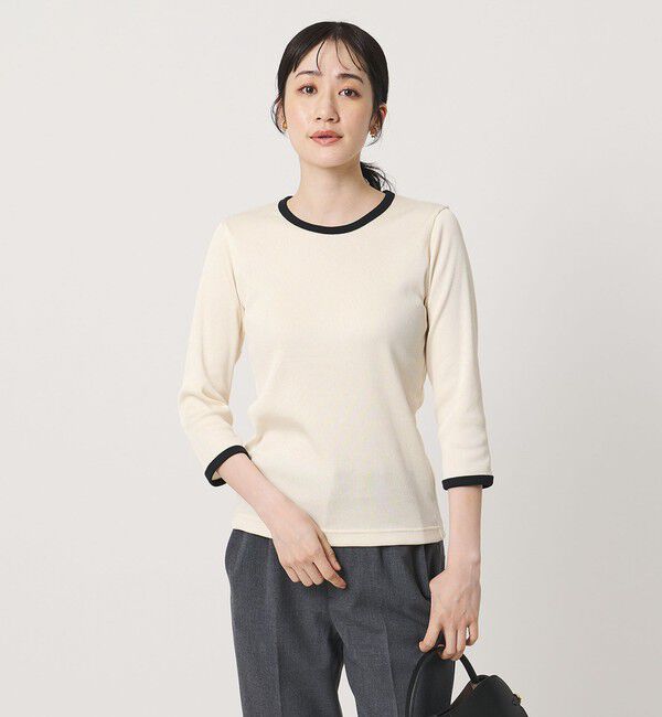 UNITED ARROWS「７分袖 リブ バイカラー パイピング カットソー」|Tシャツ・カットソー|OFF WHITE