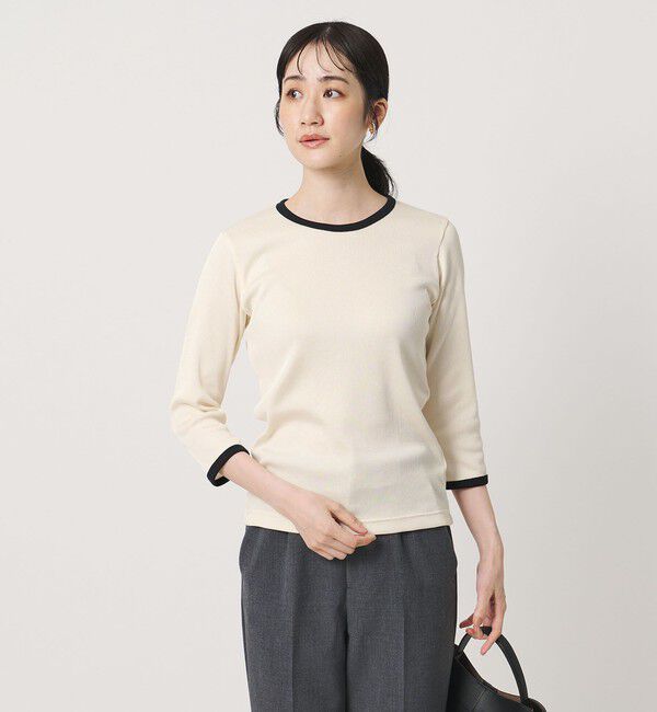 UNITED ARROWS「７分袖 リブ バイカラー パイピング カットソー」|Tシャツ・カットソー|