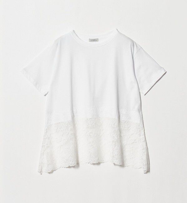 UNITED ARROWS green label relaxing「【WEB限定】＜at ease＞イレヘム レース ドッキング ショートスリーブ カットソー」|Tシャツ・カットソー|