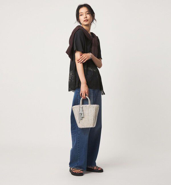 UNITED ARROWS green label relaxing「【WEB限定】＜at ease＞イレヘム レース ドッキング ショートスリーブ カットソー」|Tシャツ・カットソー|