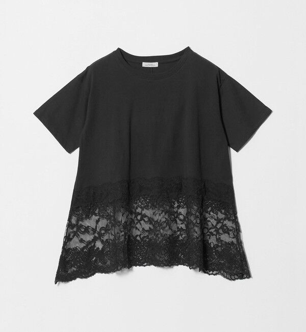 UNITED ARROWS green label relaxing「【WEB限定】＜at ease＞イレヘム レース ドッキング ショートスリーブ カットソー」|Tシャツ・カットソー|