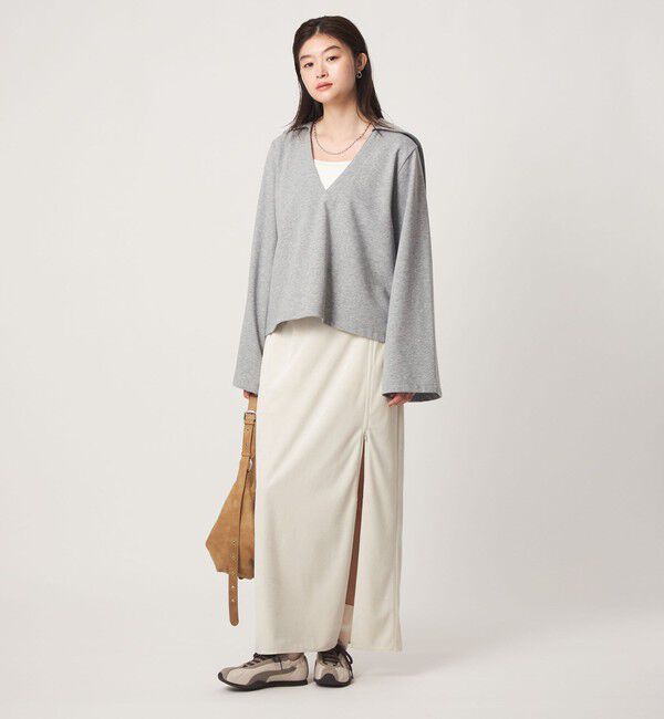 UNITED ARROWS green label relaxing「＜GLR_MINE＞ベロア Iライン スカート」|タイト|