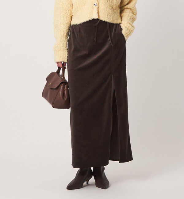UNITED ARROWS green label relaxing「＜GLR_MINE＞ベロア Iライン スカート」|タイト|