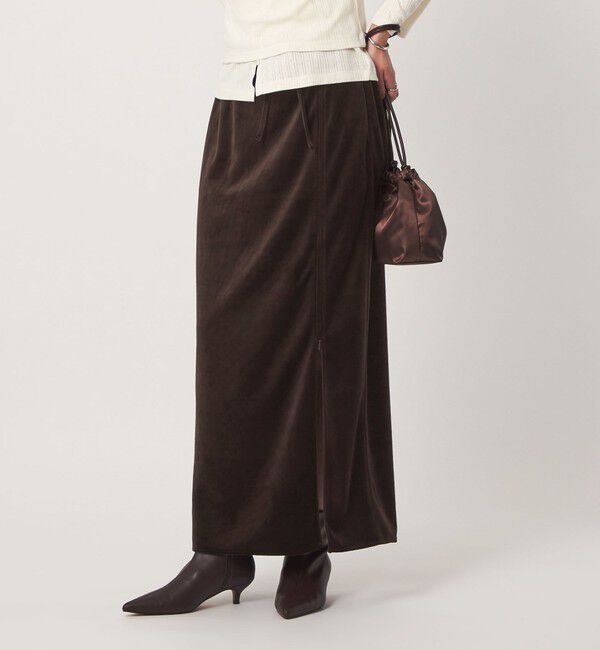 UNITED ARROWS green label relaxing「＜GLR_MINE＞ベロア Iライン スカート」|タイト|