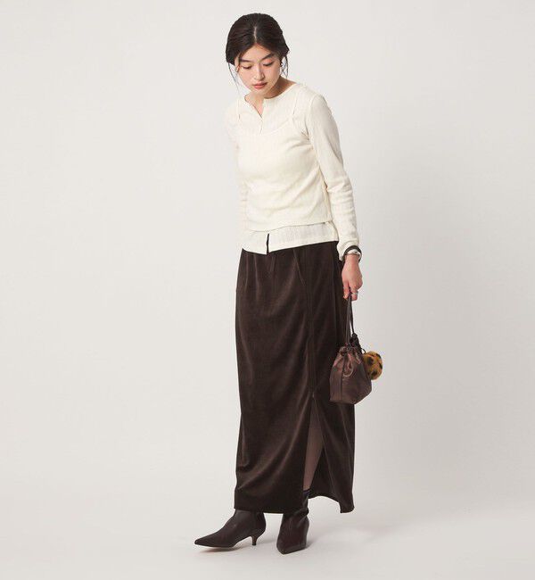 UNITED ARROWS green label relaxing「＜GLR_MINE＞ベロア Iライン スカート」|タイト|