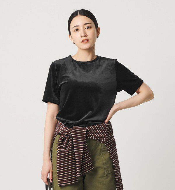 BEAUTY&YOUTH UNITED ARROWS「ベロア コンパクト ショートスリーブTシャツ」|Tシャツ・カットソー|BLACK