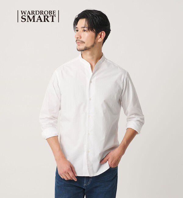 BEAUTY&YOUTH UNITED ARROWS「【WEB限定 WARDROBE SMART】コットン バンドカラー スキッパー シャツ」|シャツ・ブラウス|WHITE