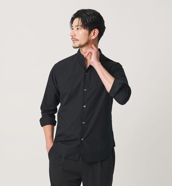 BEAUTY&YOUTH UNITED ARROWS「【WEB限定 WARDROBE SMART】コットン バンドカラー スキッパー シャツ」|シャツ・ブラウス|