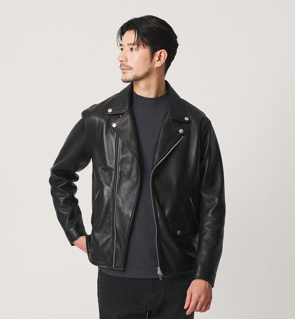 BEAUTY&YOUTH UNITED ARROWS「【WEB限定 WARDROBE SMART】 シープ ダブル ライダースジャケット」|ライダースジャケット|