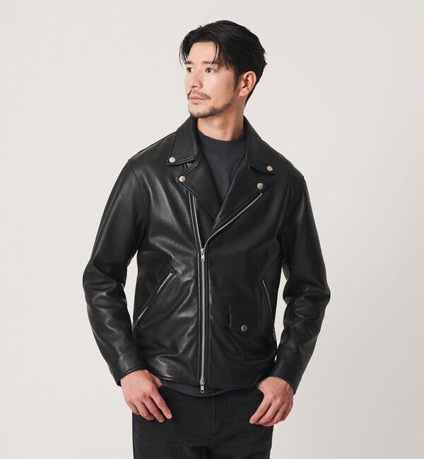 BEAUTY&YOUTH UNITED ARROWS「【WEB限定 WARDROBE SMART】 シープ ダブル ライダースジャケット」|ライダースジャケット|