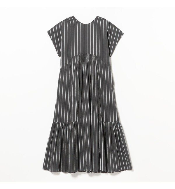 BEAMS SELECTION for WOMEN「【別注】ne Quittez pas / ボイル ストライプ フレンチスリーブ ワンピース」|ワンピース|