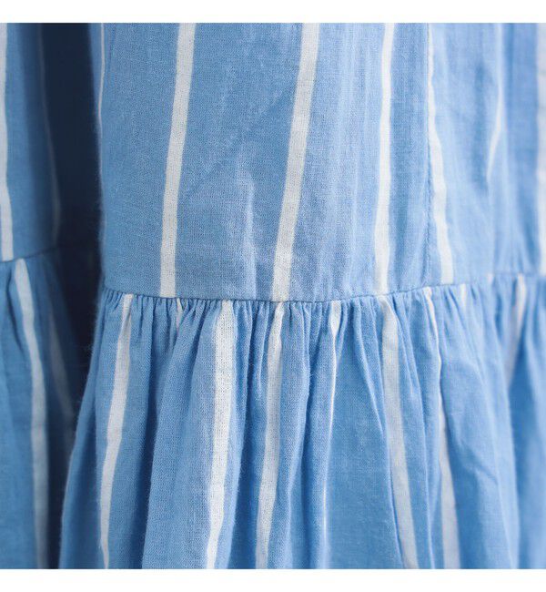 BEAMS SELECTION for WOMEN「【別注】ne Quittez pas / ボイル ストライプ フレンチスリーブ ワンピース」|ワンピース|