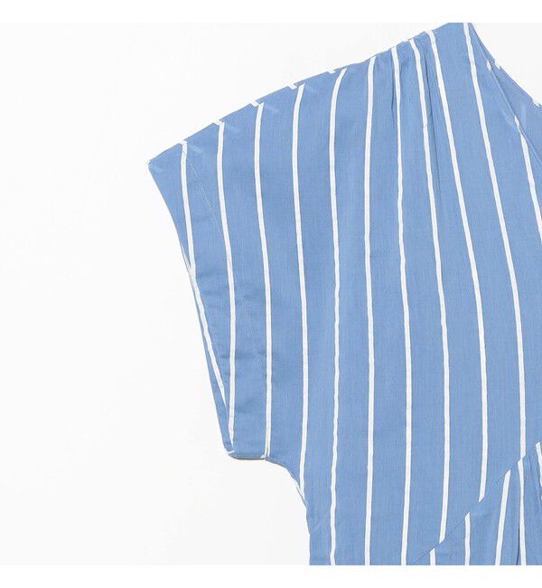 BEAMS SELECTION for WOMEN「【別注】ne Quittez pas / ボイル ストライプ フレンチスリーブ ワンピース」|ワンピース|