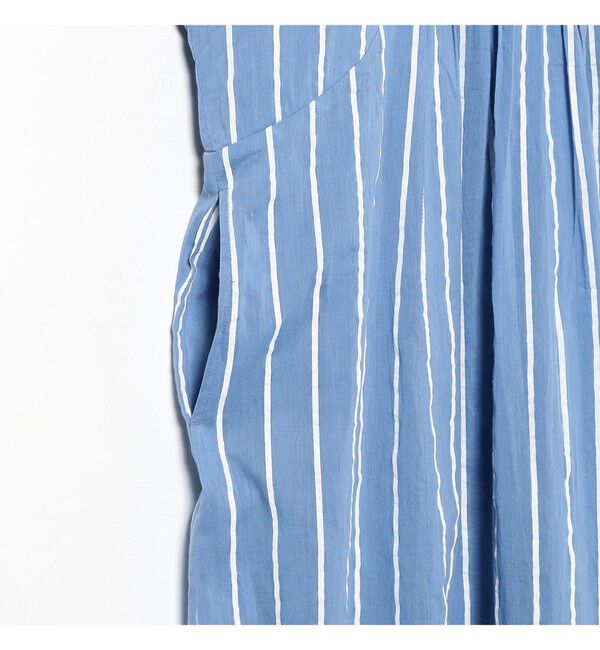 BEAMS SELECTION for WOMEN「【別注】ne Quittez pas / ボイル ストライプ フレンチスリーブ ワンピース」|ワンピース|