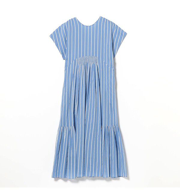 BEAMS SELECTION for WOMEN「【別注】ne Quittez pas / ボイル ストライプ フレンチスリーブ ワンピース」|ワンピース|