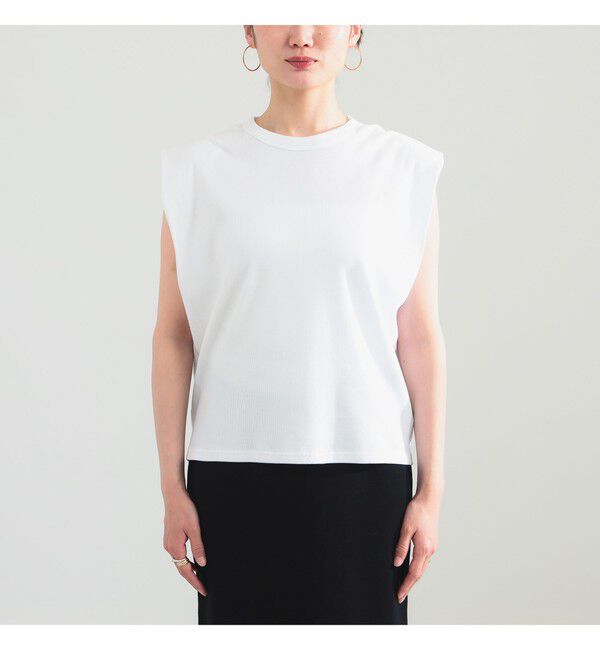BEAMS SELECTION for WOMEN「【別注】スタイリスト佐藤佳菜子 &times; SLOANE / リブ クルーネック フレンチスリーブ トップス」|Tシャツ・カットソー|