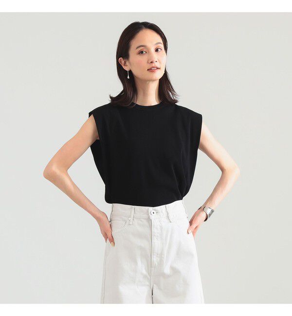 BEAMS SELECTION for WOMEN「【別注】スタイリスト佐藤佳菜子 &times; SLOANE / リブ クルーネック フレンチスリーブ トップス」|Tシャツ・カットソー|