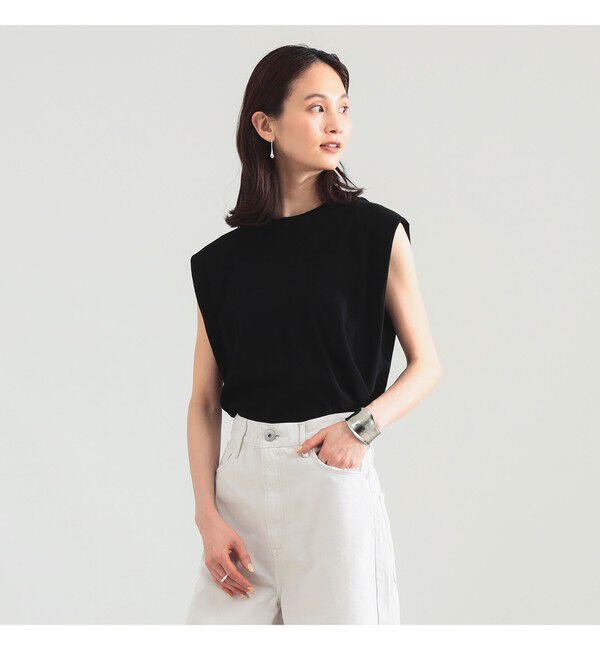 BEAMS SELECTION for WOMEN「【別注】スタイリスト佐藤佳菜子 &times; SLOANE / リブ クルーネック フレンチスリーブ トップス」|Tシャツ・カットソー|