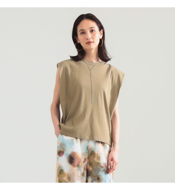 BEAMS SELECTION for WOMEN「【別注】スタイリスト佐藤佳菜子 &times; SLOANE / リブ クルーネック フレンチスリーブ トップス」|Tシャツ・カットソー|