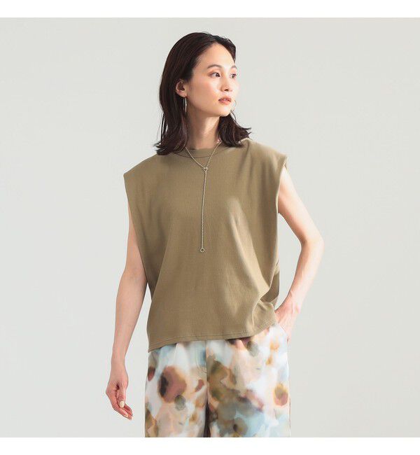 BEAMS SELECTION for WOMEN「【別注】スタイリスト佐藤佳菜子 &times; SLOANE / リブ クルーネック フレンチスリーブ トップス」|Tシャツ・カットソー|