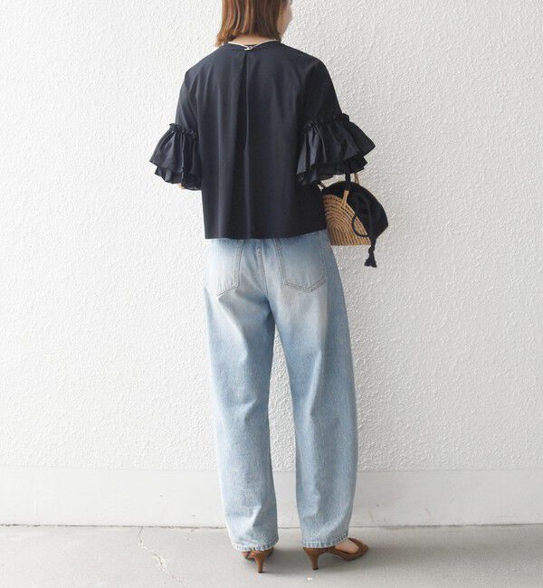 SHIPS any「SHIPS any:〈洗濯機可能〉フリル スリーブ クルーネック コンパクト TEE」|Tシャツ・カットソー|