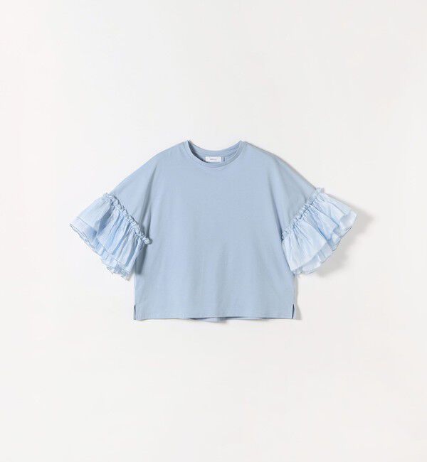 SHIPS any「SHIPS any:〈洗濯機可能〉フリル スリーブ クルーネック コンパクト TEE」|Tシャツ・カットソー|