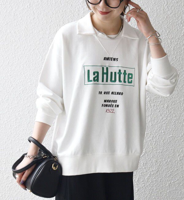 SHIPS any「【SHIPS any別注】La Hutte:〈洗濯機可能〉襟付き ロゴ プリント スウェット」|スウェット・ジャージ|