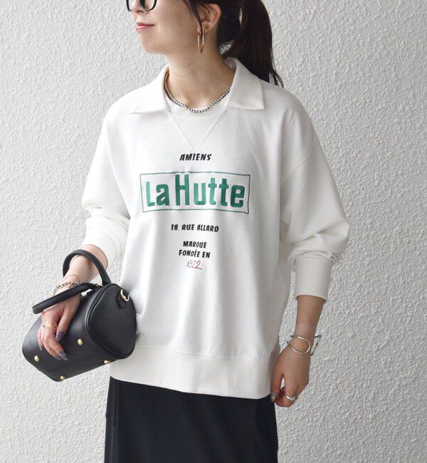 SHIPS any「【SHIPS any別注】La Hutte:〈洗濯機可能〉襟付き ロゴ プリント スウェット」|スウェット・ジャージ|
