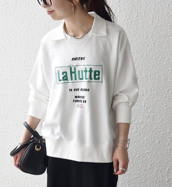SHIPS any「【SHIPS any別注】La Hutte:〈洗濯機可能〉襟付き ロゴ プリント スウェット」|スウェット・ジャージ|