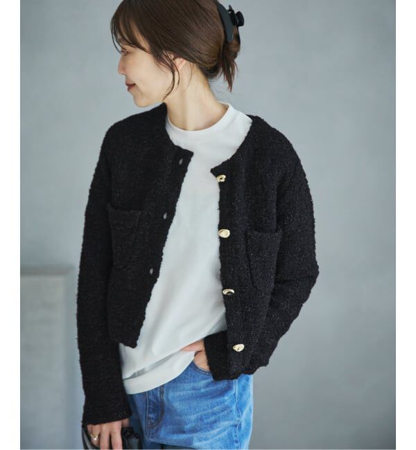 Plage「TWEED ニットジャケット」|その他|ブラック