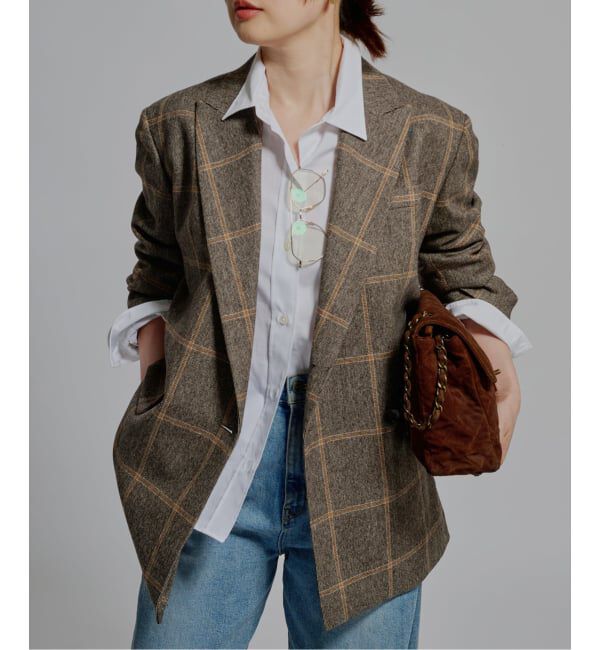 journal standard L'essage「《予約》L' ESSENTIAL BALLI チェックジャケット」|テーラードジャケット|グレーA