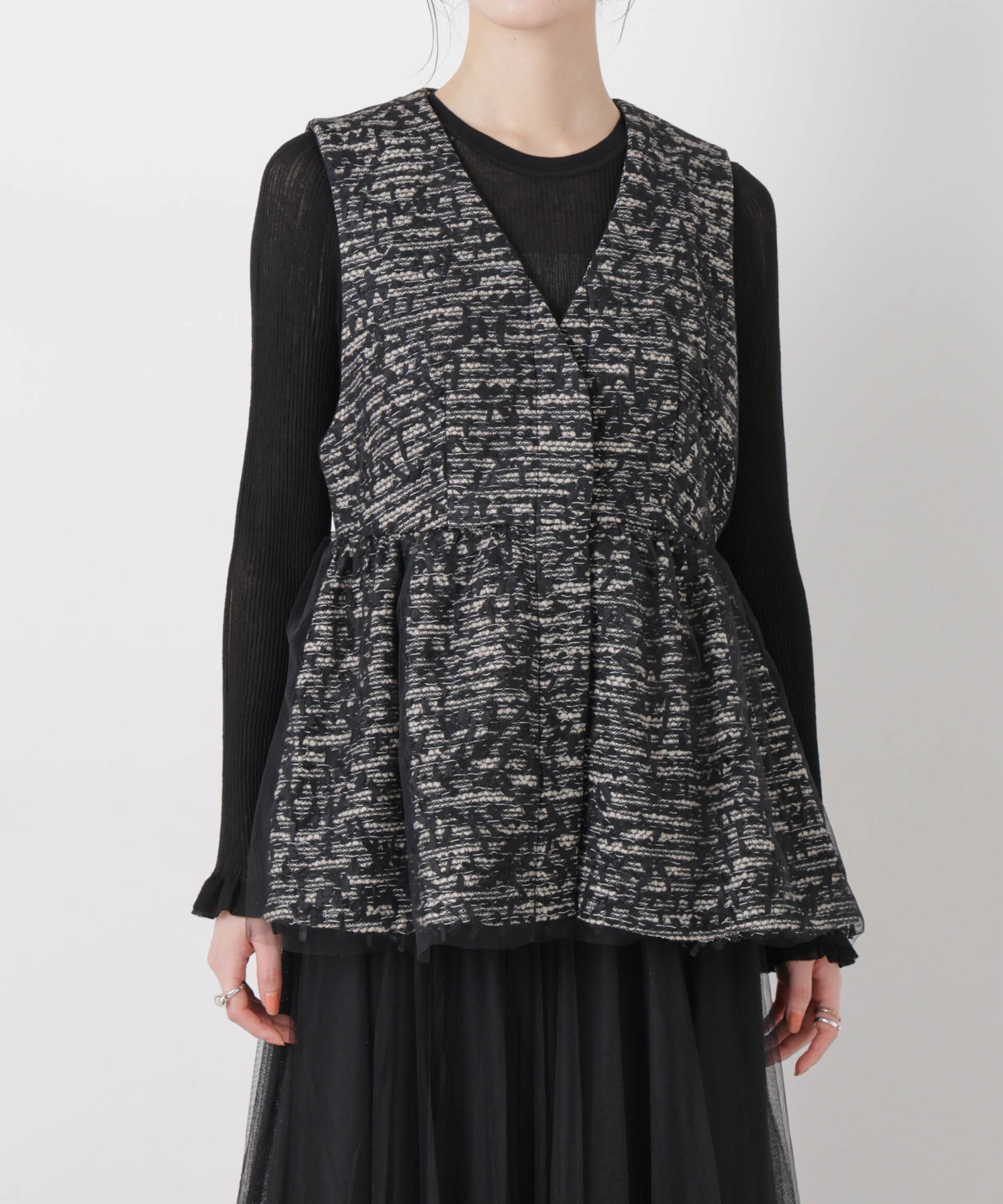 nano･universe「troisieme chaco/ＴWEED&times;TULLE ジレ」|テーラードジャケット|