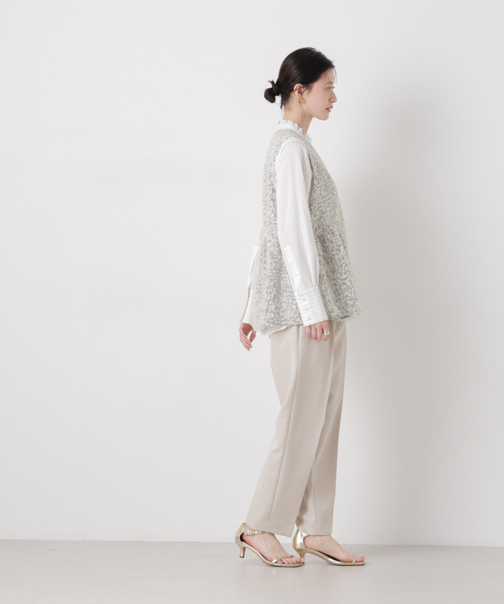 nano･universe「troisieme chaco/ＴWEED&times;TULLE ジレ」|テーラードジャケット|