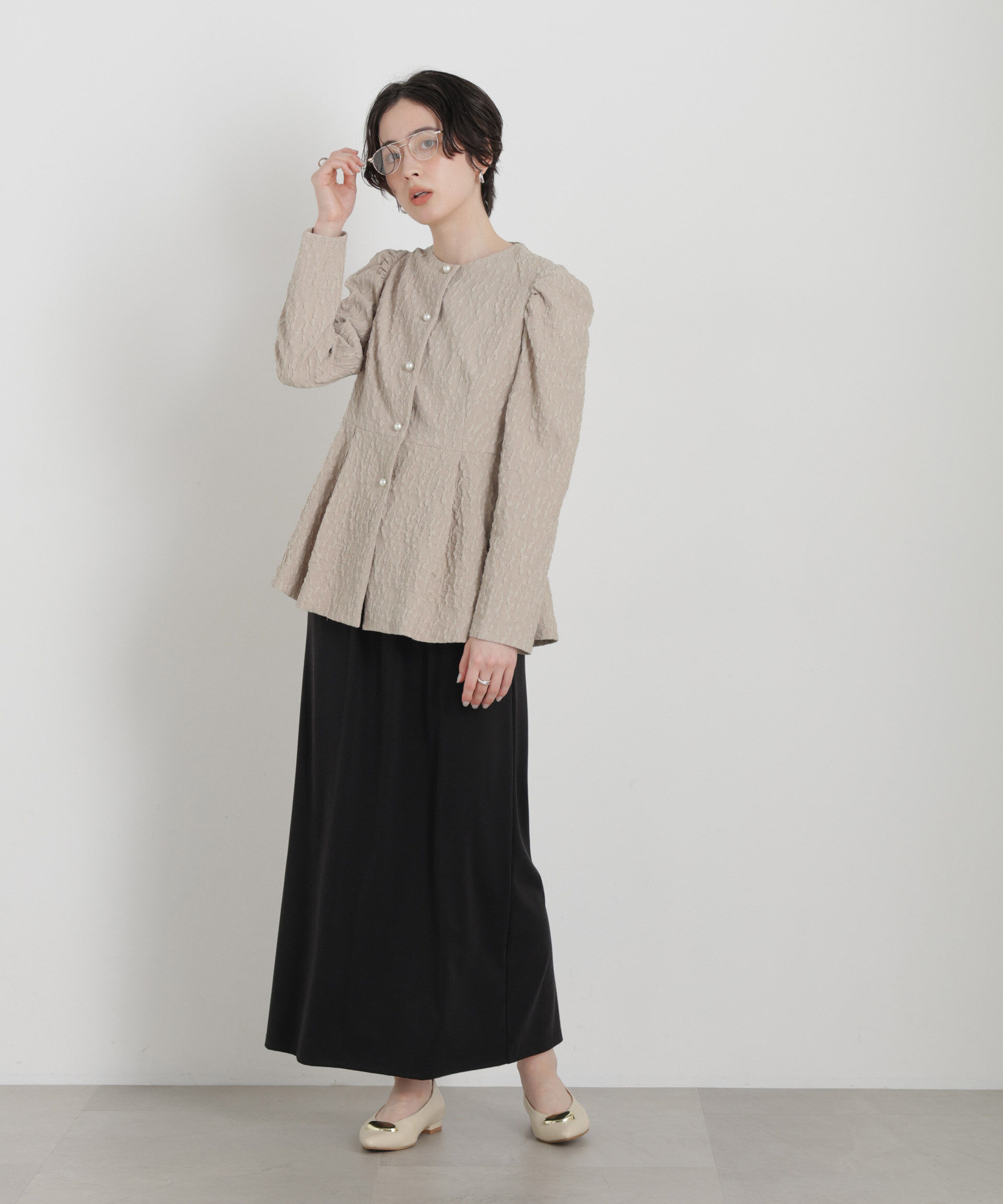 NANO universe「troisieme chaco/別注 PUFFY JACQUARD ジャケット」|テーラードジャケット|