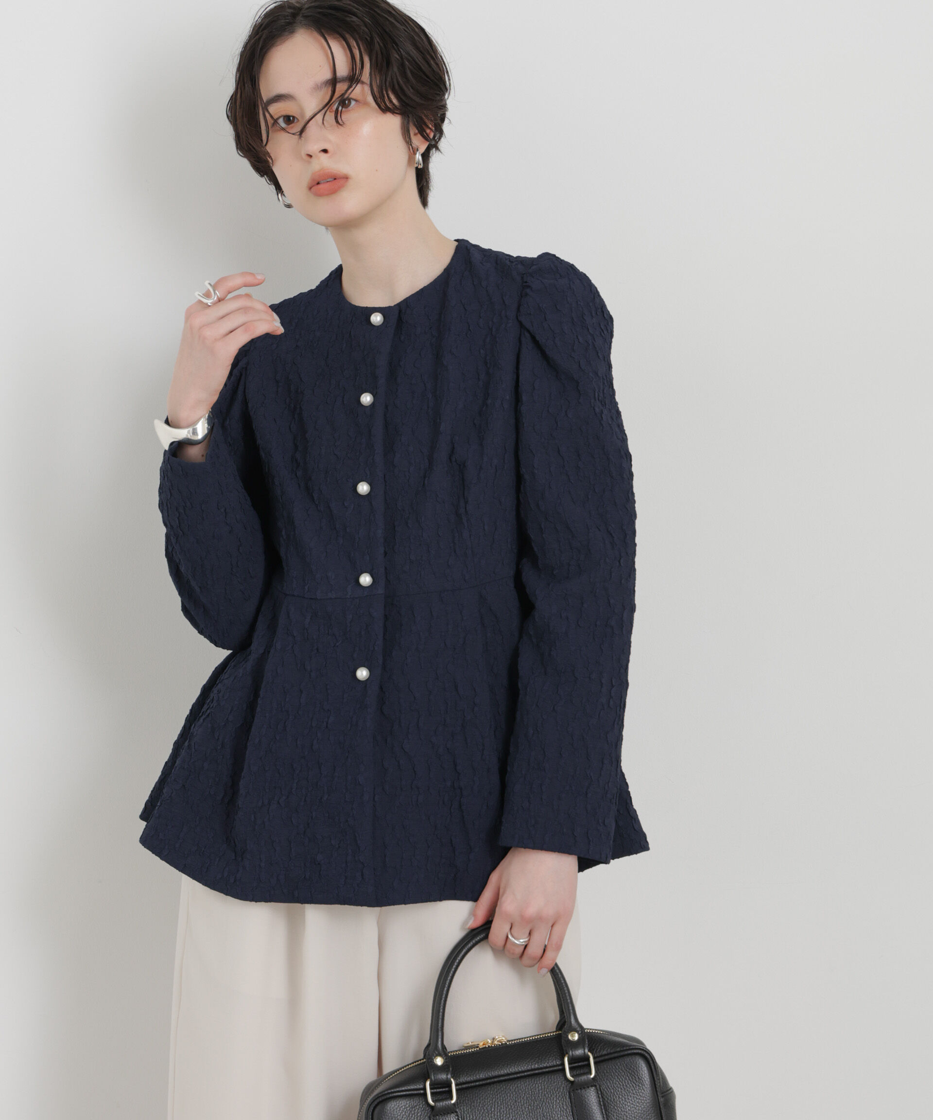 NANO universe「troisieme chaco/別注 PUFFY JACQUARD ジャケット」|テーラードジャケット|