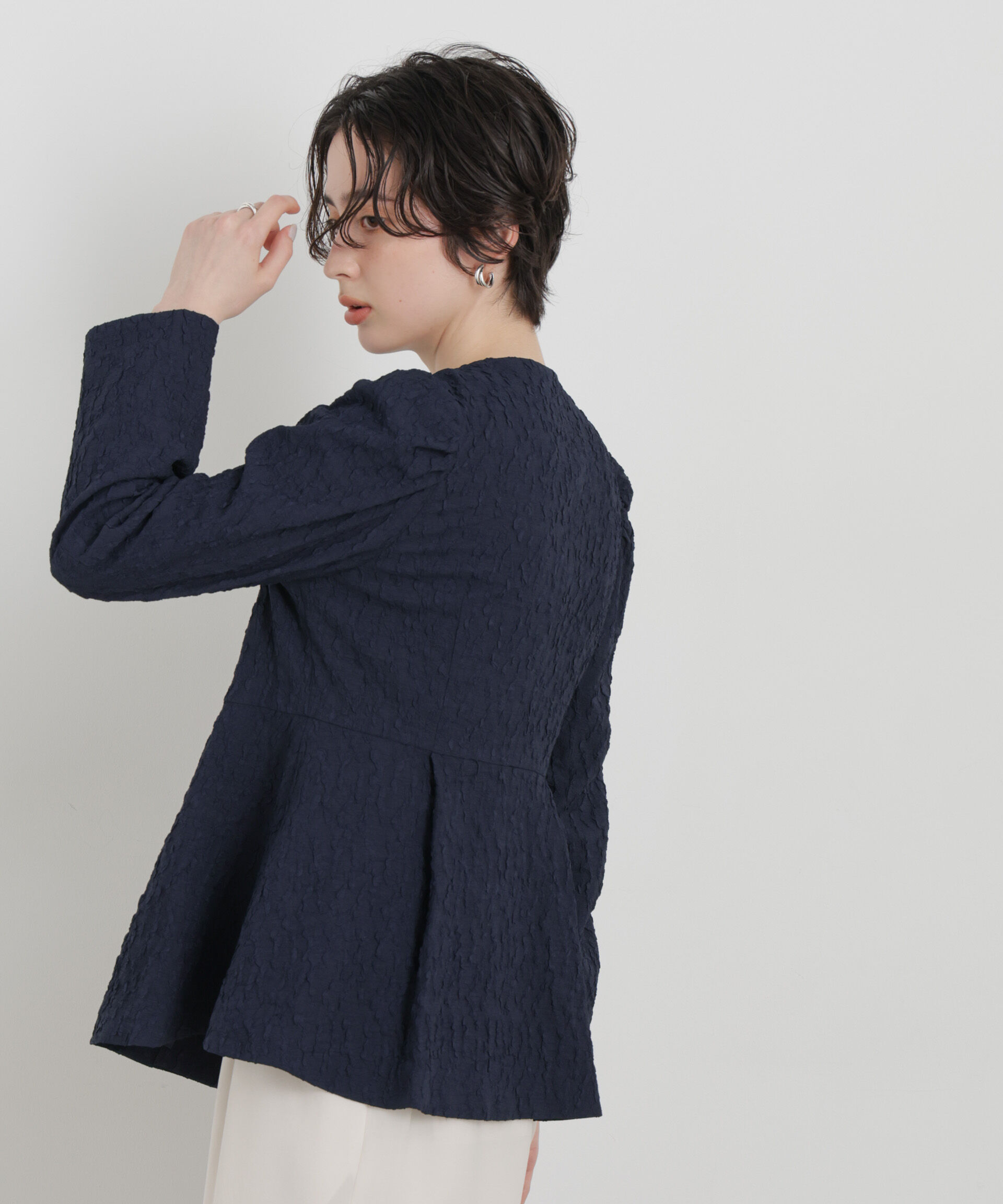 NANO universe「troisieme chaco/別注 PUFFY JACQUARD ジャケット」|テーラードジャケット|
