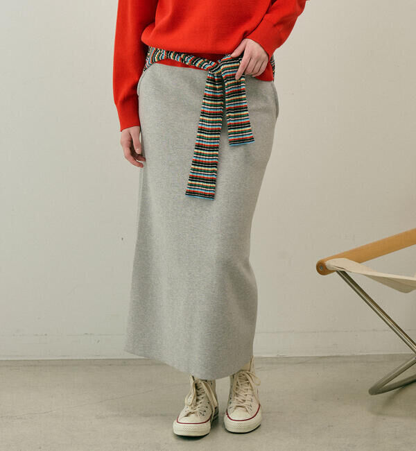  「RYE TENDER | コットンカシミア セミタイトスカート WOMEN」|スカート|GREY