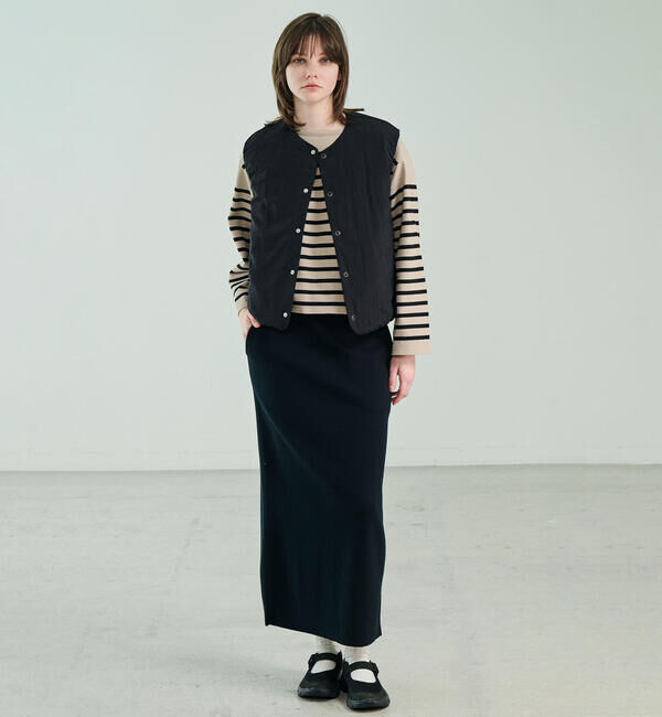  「RYE TENDER | コットンカシミア セミタイトスカート WOMEN」|スカート|BLACK