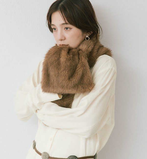  「ストール付ロングシャツワンピース」|ワンピース|