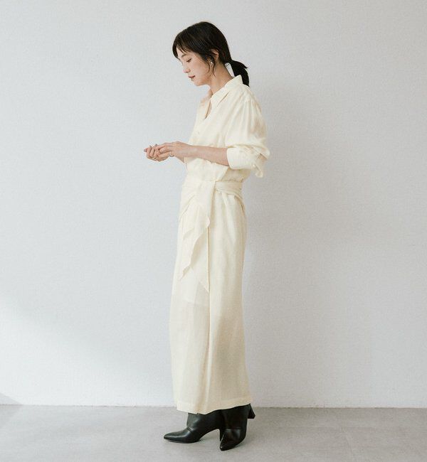  「ストール付ロングシャツワンピース」|ワンピース|