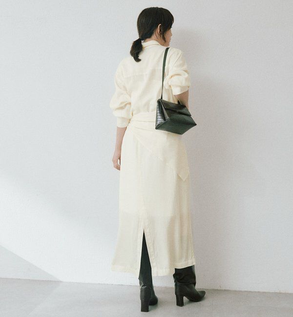  「ストール付ロングシャツワンピース」|ワンピース|