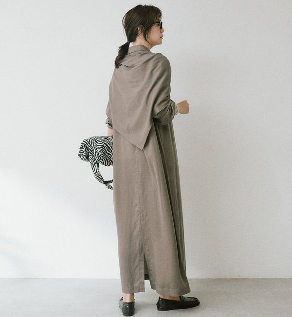  「ストール付ロングシャツワンピース」|ワンピース|