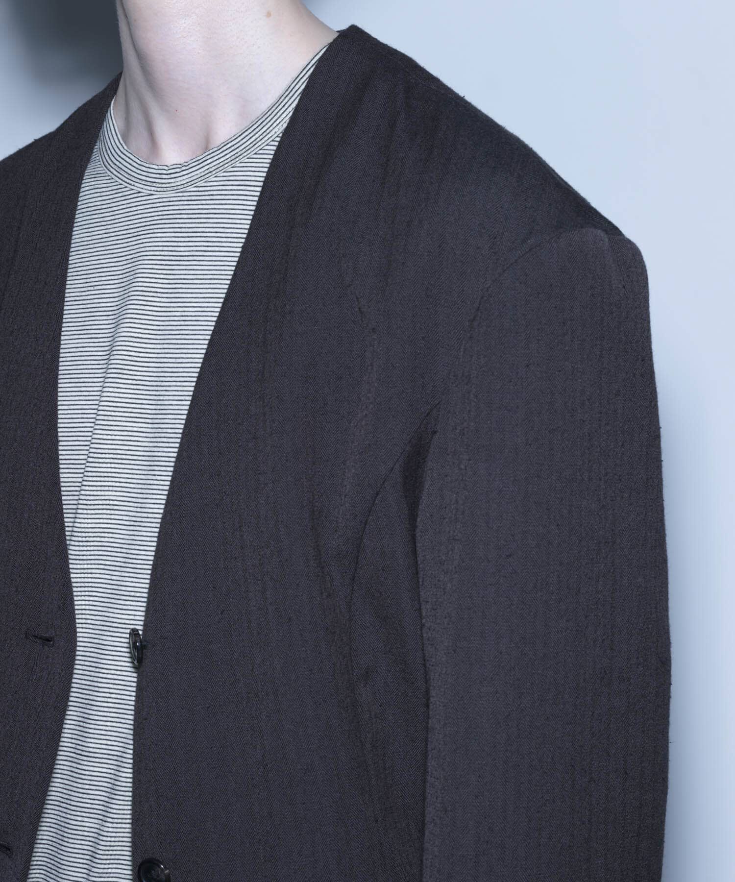 URBAN RESEARCH「new basic　WOOL LINEN SILK JACKET」|ノーカラージャケット|