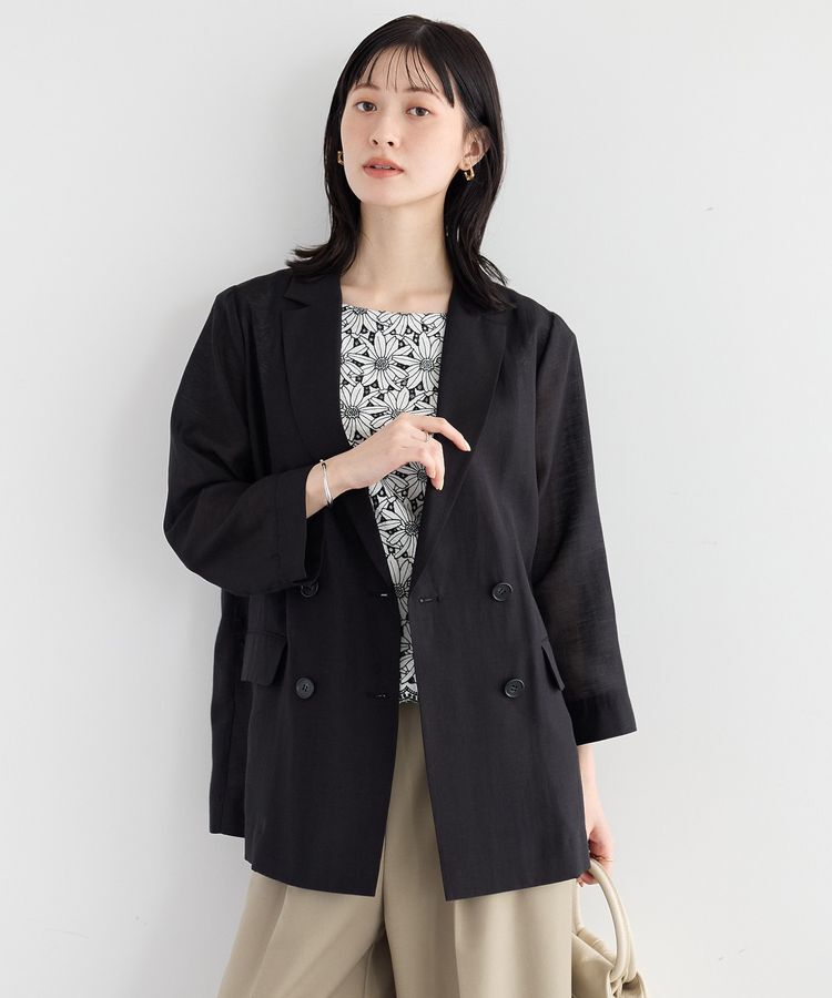 YECCA VECCA「【尾崎紗代子さん着用】シアーテーラードジャケット」|テーラードジャケット|Black
