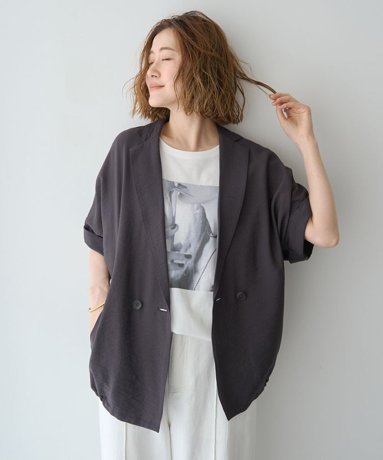 YECCA VECCA「ハーフスリーブライトジャケット」|テーラードジャケット|Charcoal Gray