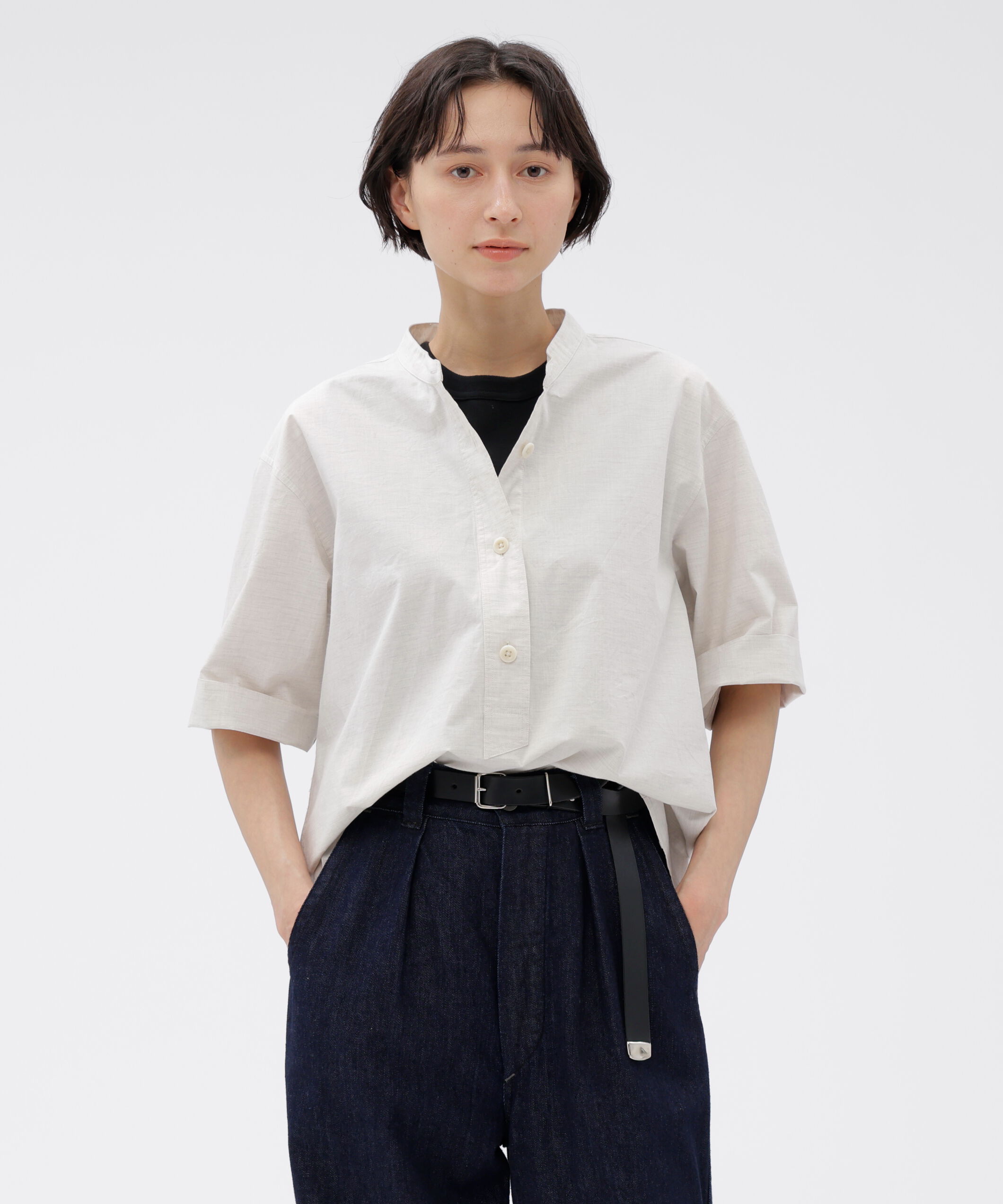 MHL.「HIGHCOUNT TOP DYED COTTON SHIRT」|シャツ・ブラウス|IVORY1