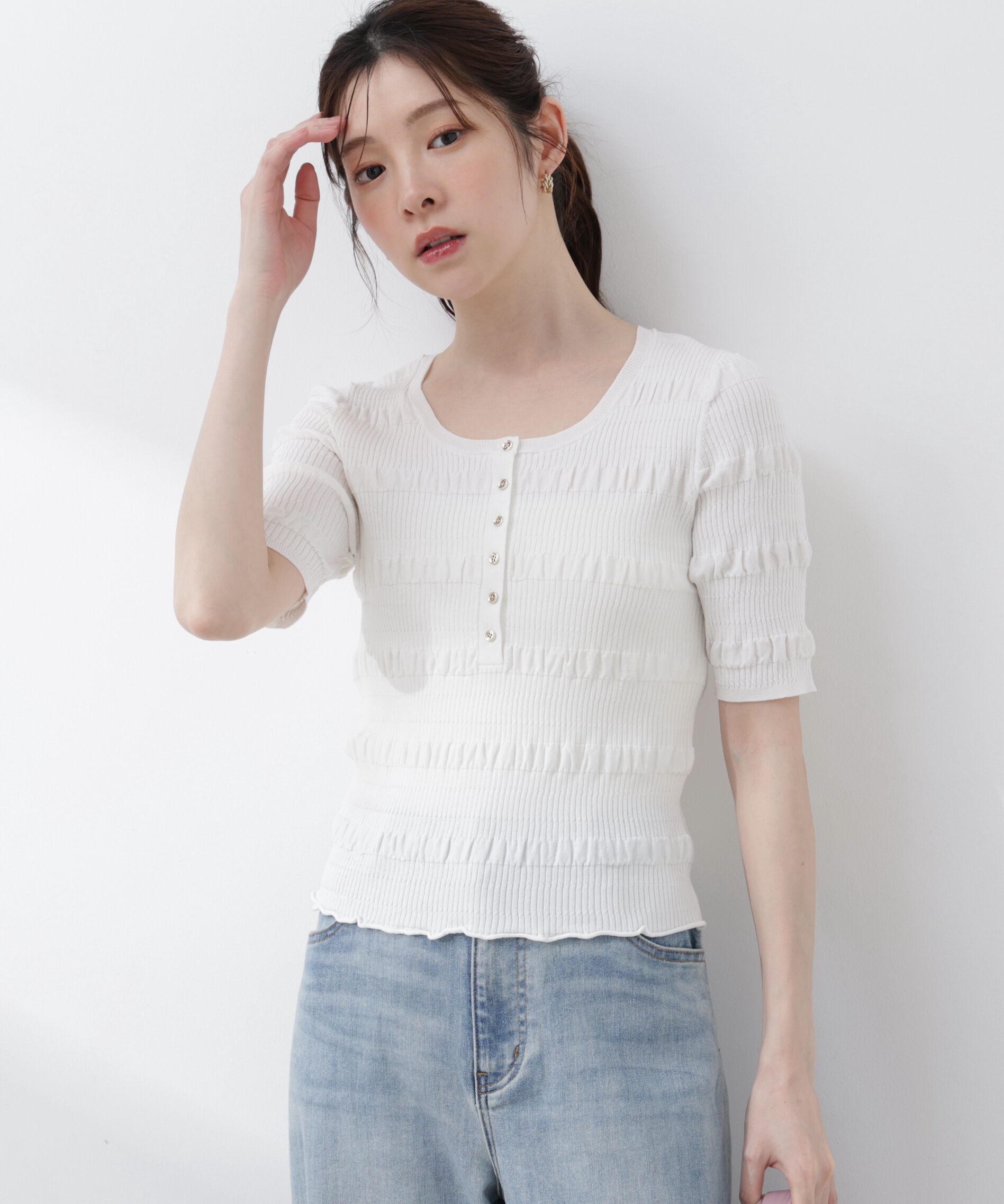 PROPORTION BODY DRESSING「〈a/mie〉変形リブニット 26SS」|カーディガン|