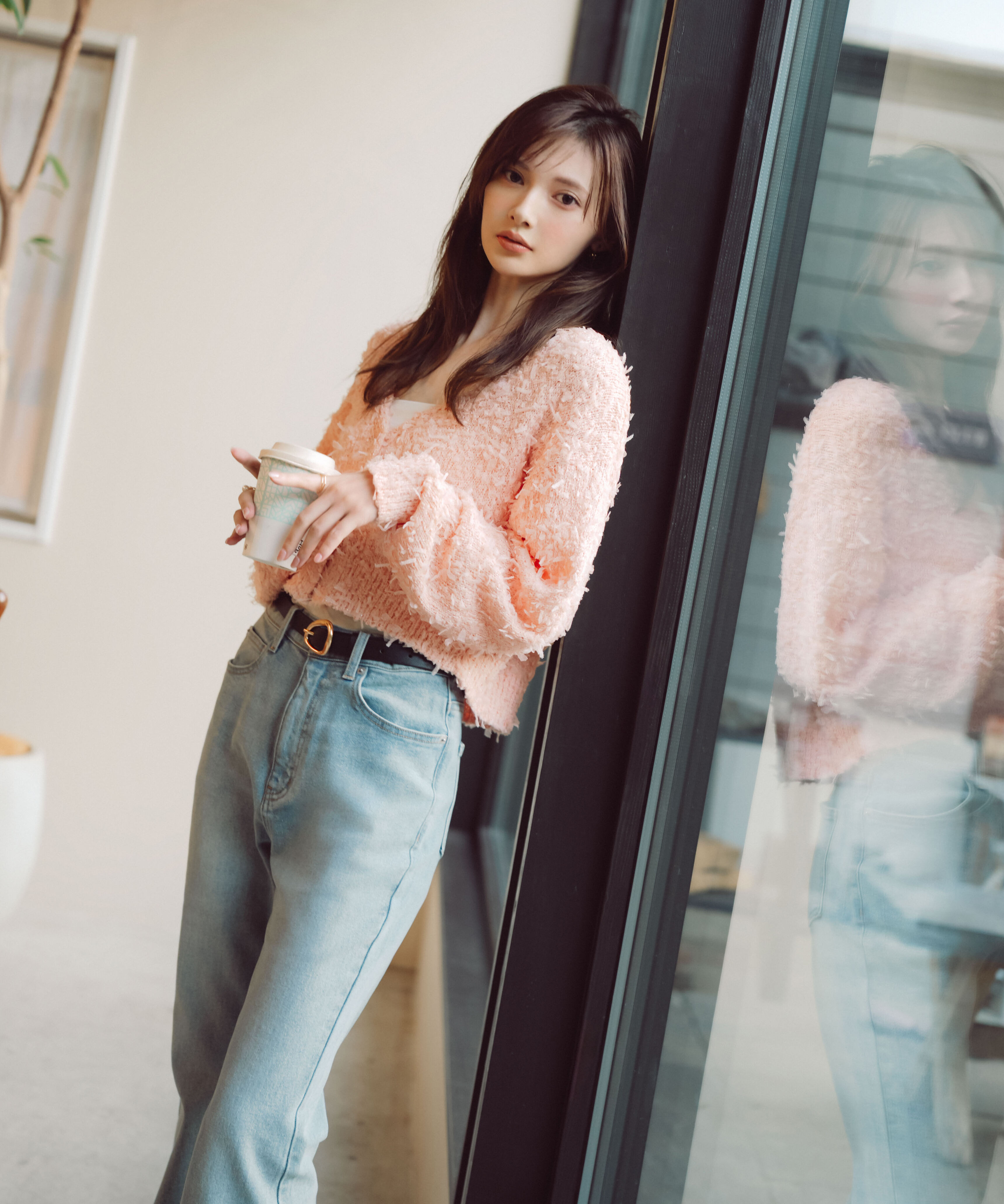 PROPORTION BODY DRESSING「テープヤーンカーディガン　26SS」|カーディガン|ピンク