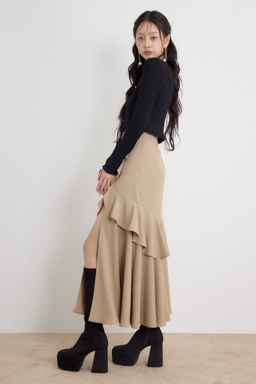 rienda「フリルスリットハイウエストスコートショートパンツ」|その他|